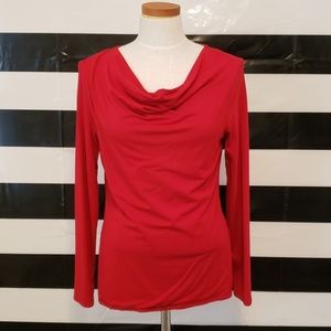 Red Long Sleeve Scoop Neck Talbots Blouse